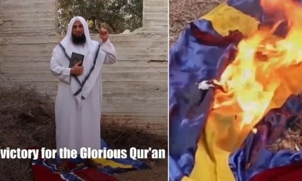 Αντίποινα! Μουσουλμάνος ηγέτης καίει την σουηδική και την νορβηγική σημαία: "Ο Αλλάχ είναι ο Κύριος των κόσμων" (ΒΙΝΤΕΟ)